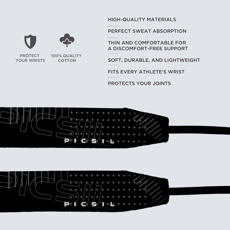 PICSIL Adjustable Wrist Support, Premium Fabric Weightlifting and Yoga Sweat Bands for Gym, for Women and Men, 1 Pair - Image 2